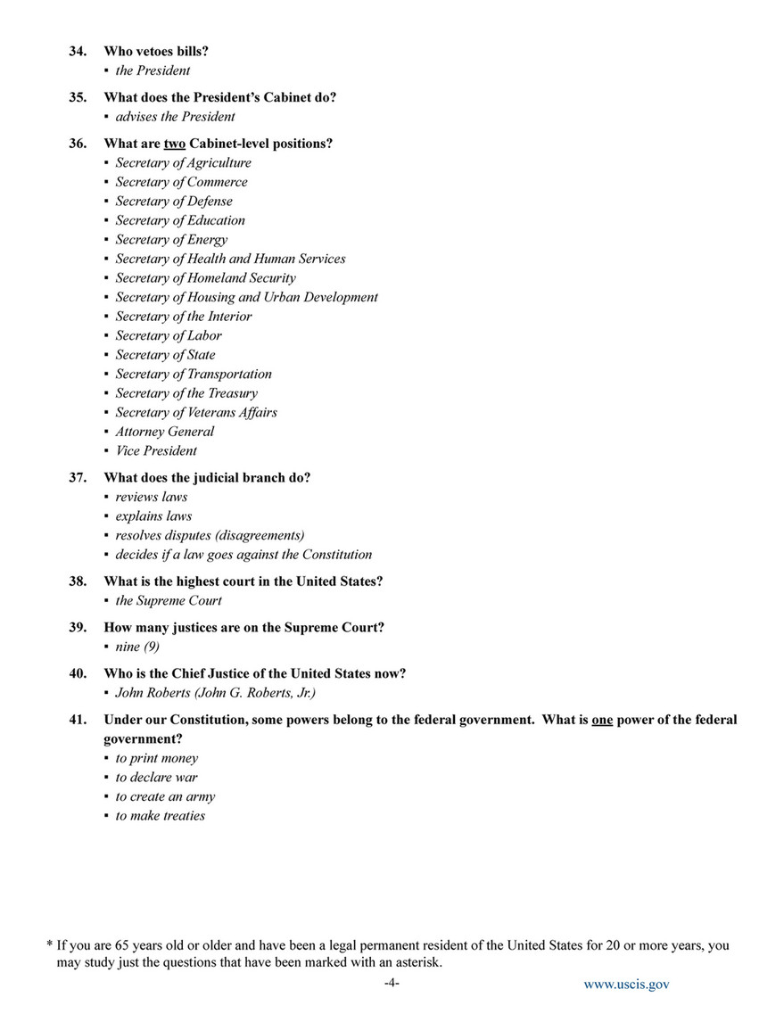 Soledad Adult School 100 US Citizenship Questions Page 4 5 Created With Publitas
