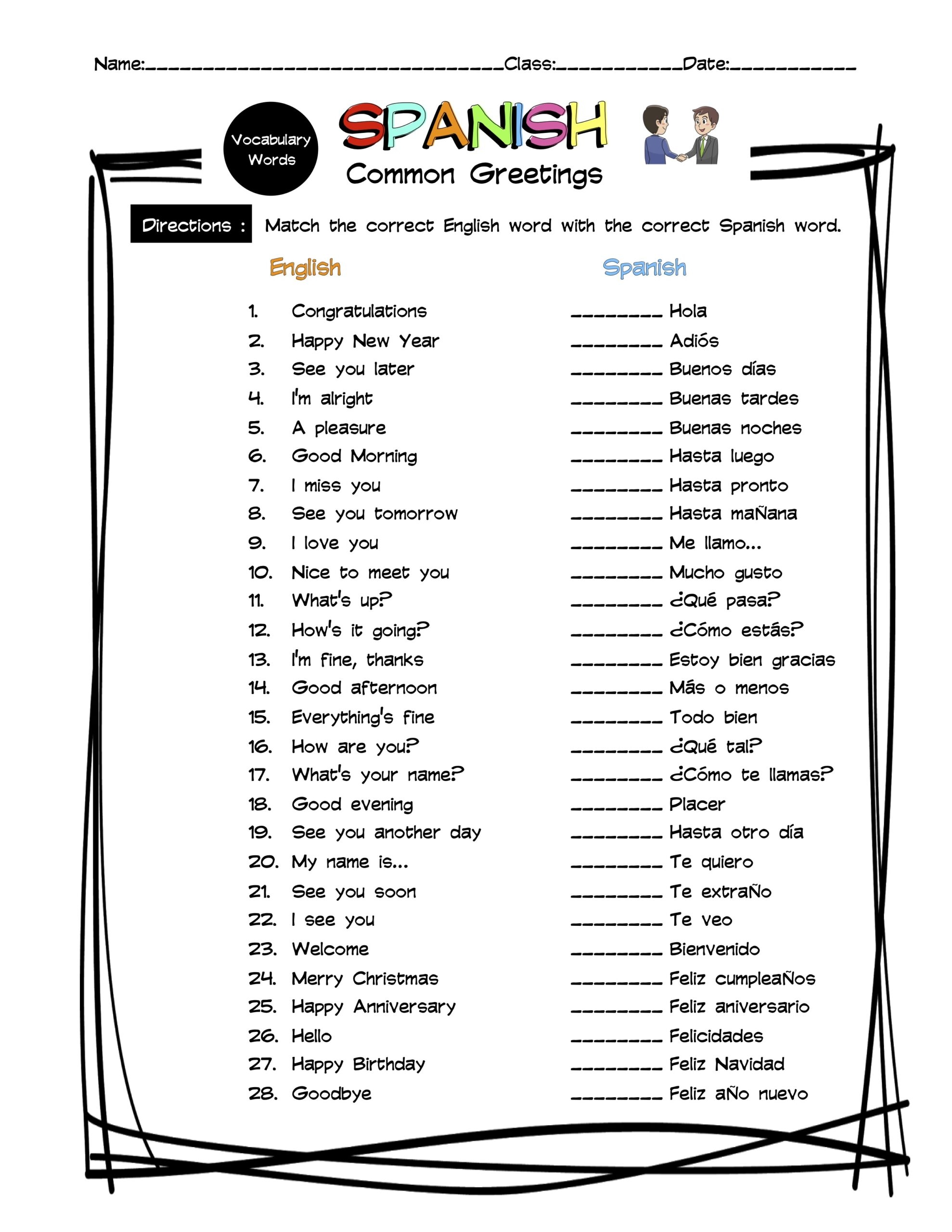 Spanish Common Containers Vocabulary Matching Worksheet Answer Key Made By Teachers