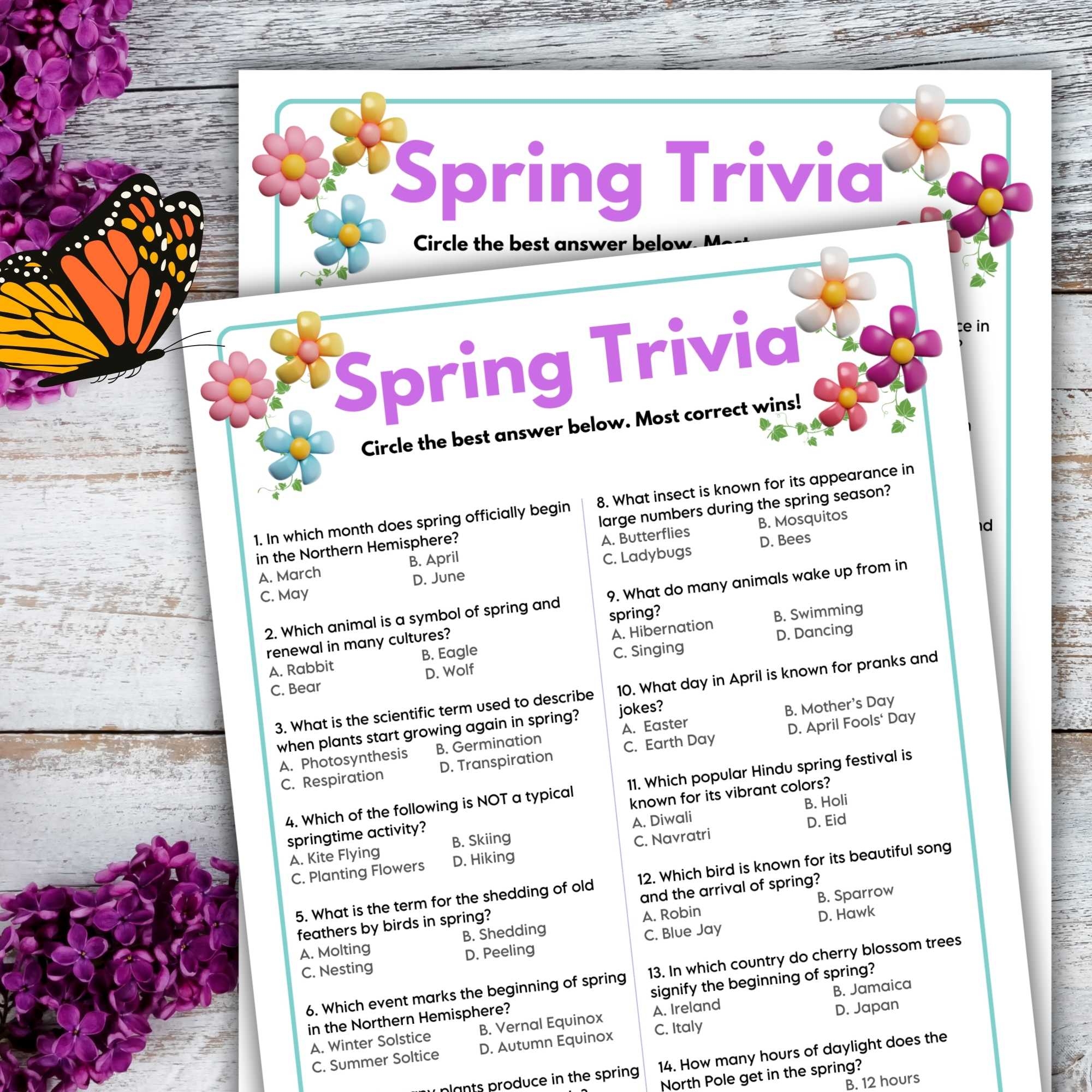 Spring Trivia and Answers Printable