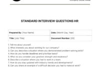 Standard Interview Questions HR Template In PDF Word Google Docs Download Template