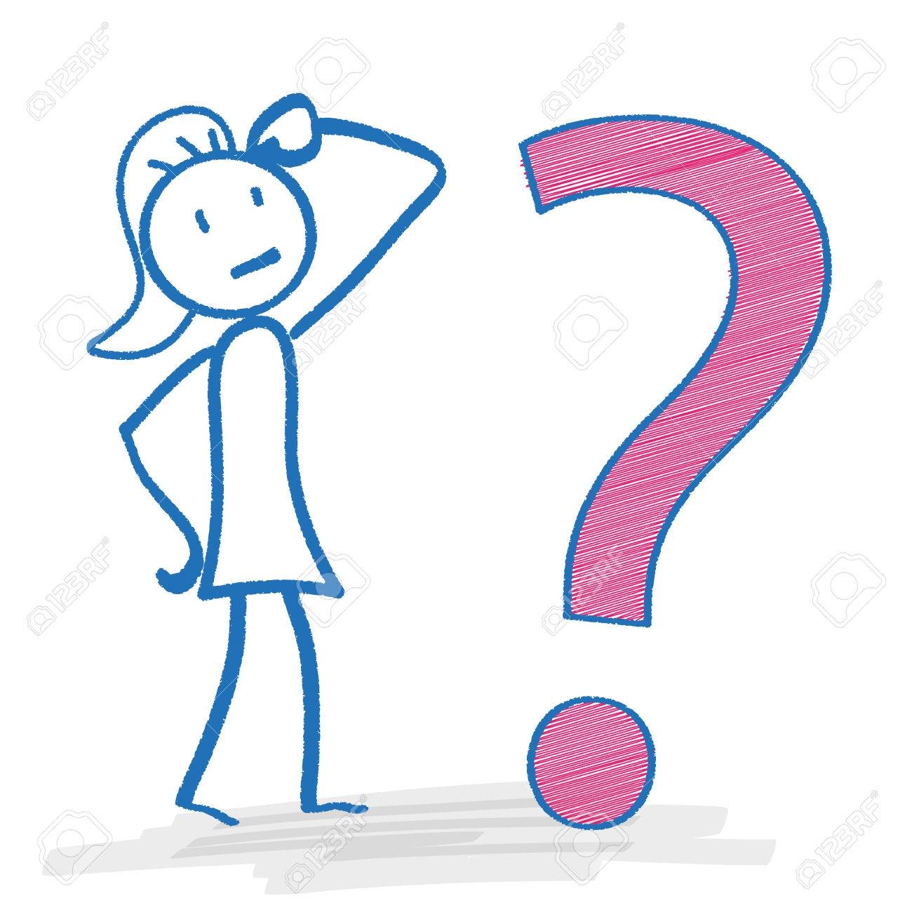 Stickwoman With Big Question Mark On The White Royalty Free SVG Cliparts Vectors And Stock Illustration Image 53217044 
