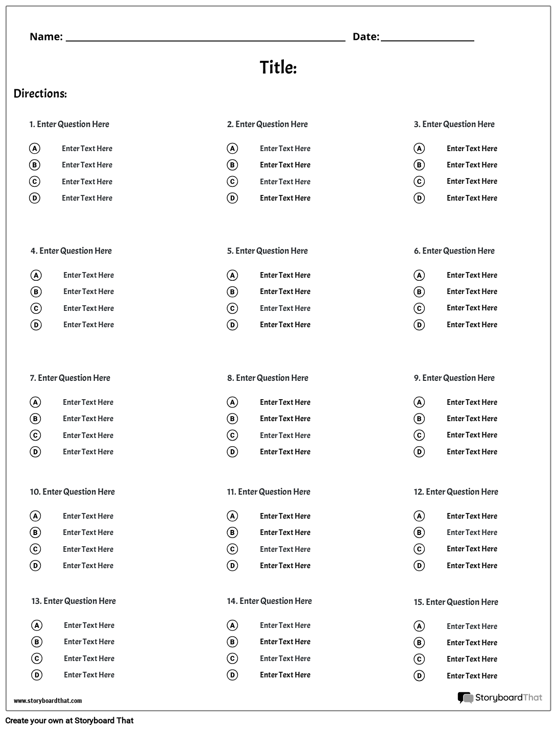 Free Printable Ready-Made Quiz Questions
