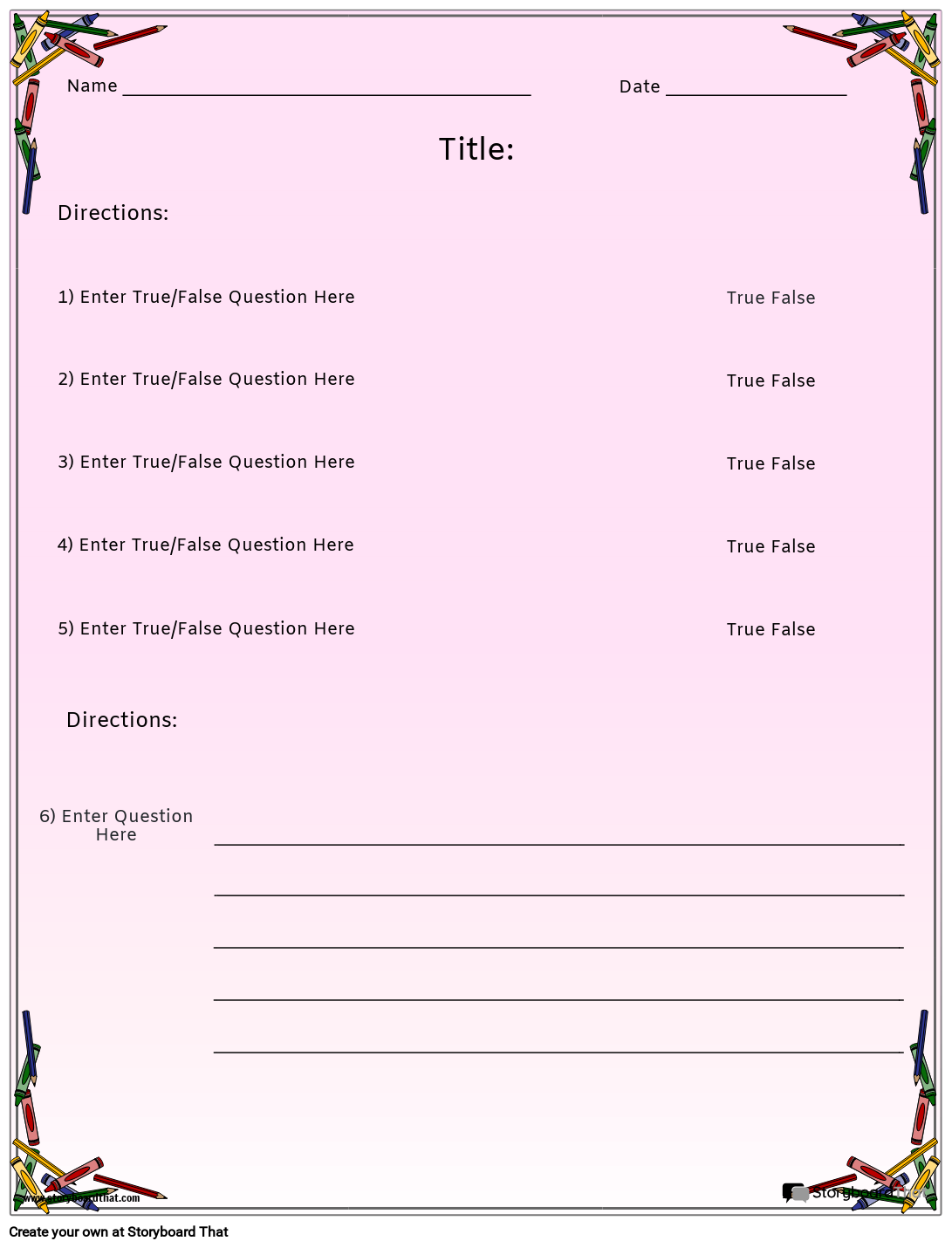 Storyboard That Free Quiz Maker Templates For Teachers