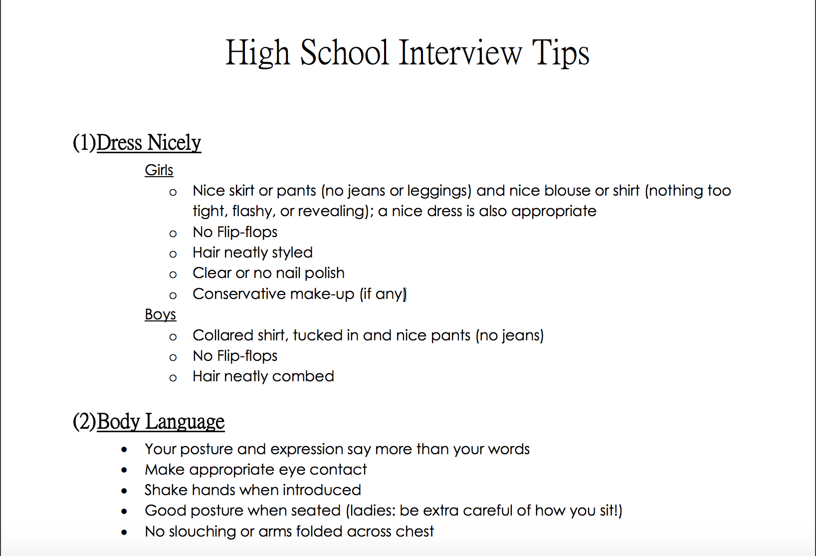 Mock Interview Questions Printable