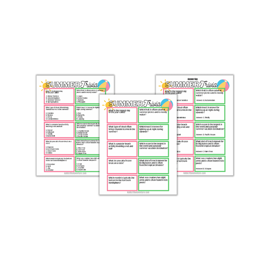Summer Trivia Questions with Free Printable Add A Little Adventure