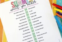 Summer Would You Rather Printable Game The Crafting Chicks