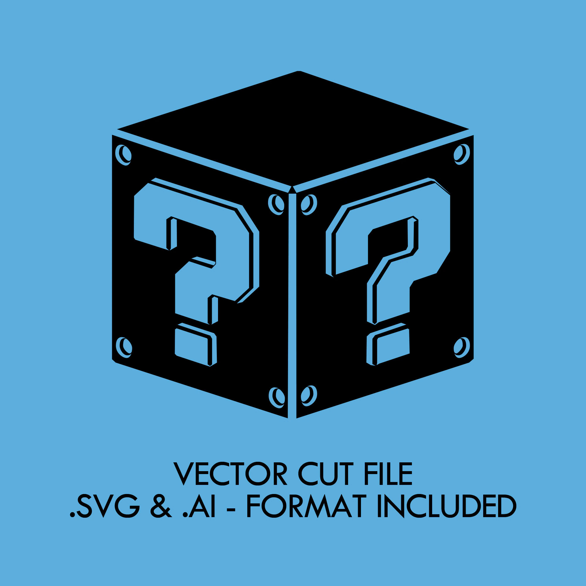 Super Mario Question Mark Block SVG AI Vector Cut File For Vinyl Art And T shirt Print Etsy