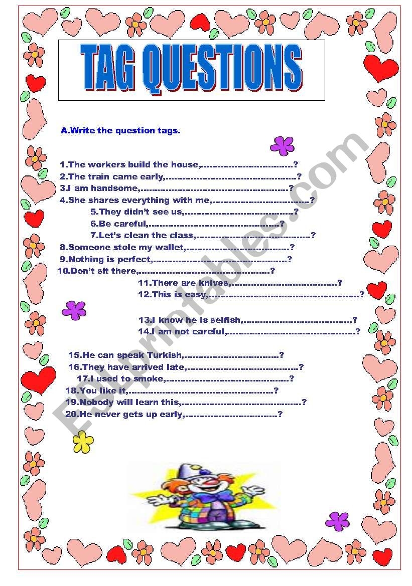 TAGS QUESTIONS ESL Worksheet By YNSL