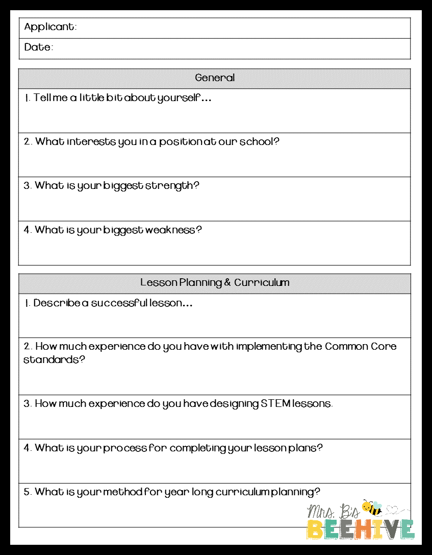 Teacher Interview Questions Mrs B s Beehive
