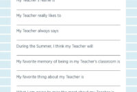Teacher Questionnaire For Gifts Printable Printable Party Favors