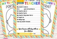 Teacher s Portrait All About My Teacher Questionnaire Teacher Appreciation Gift Made By Teachers