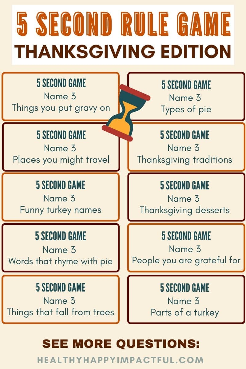 Thanksgiving 5 Second Rule Game Quick Thinking Fun For All Ages