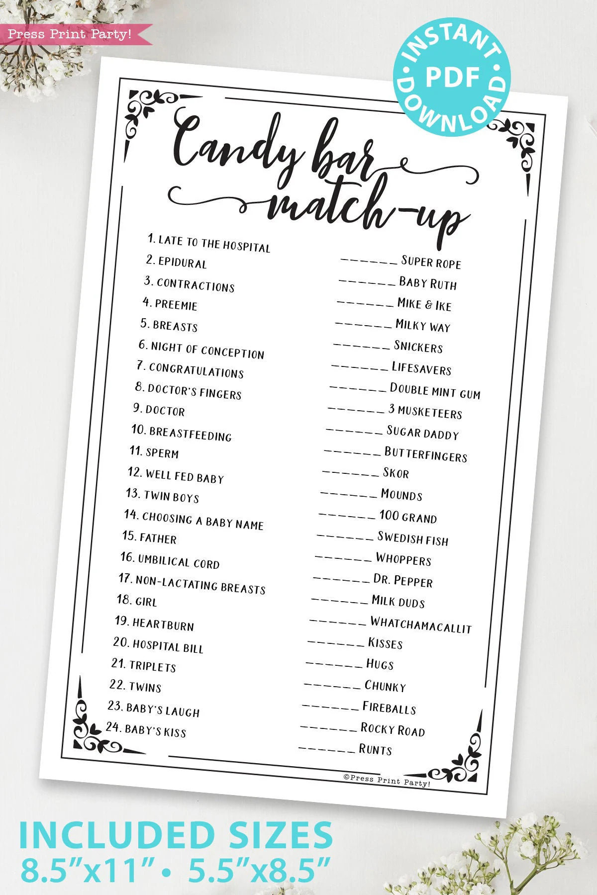 Printable Match Game Questions
