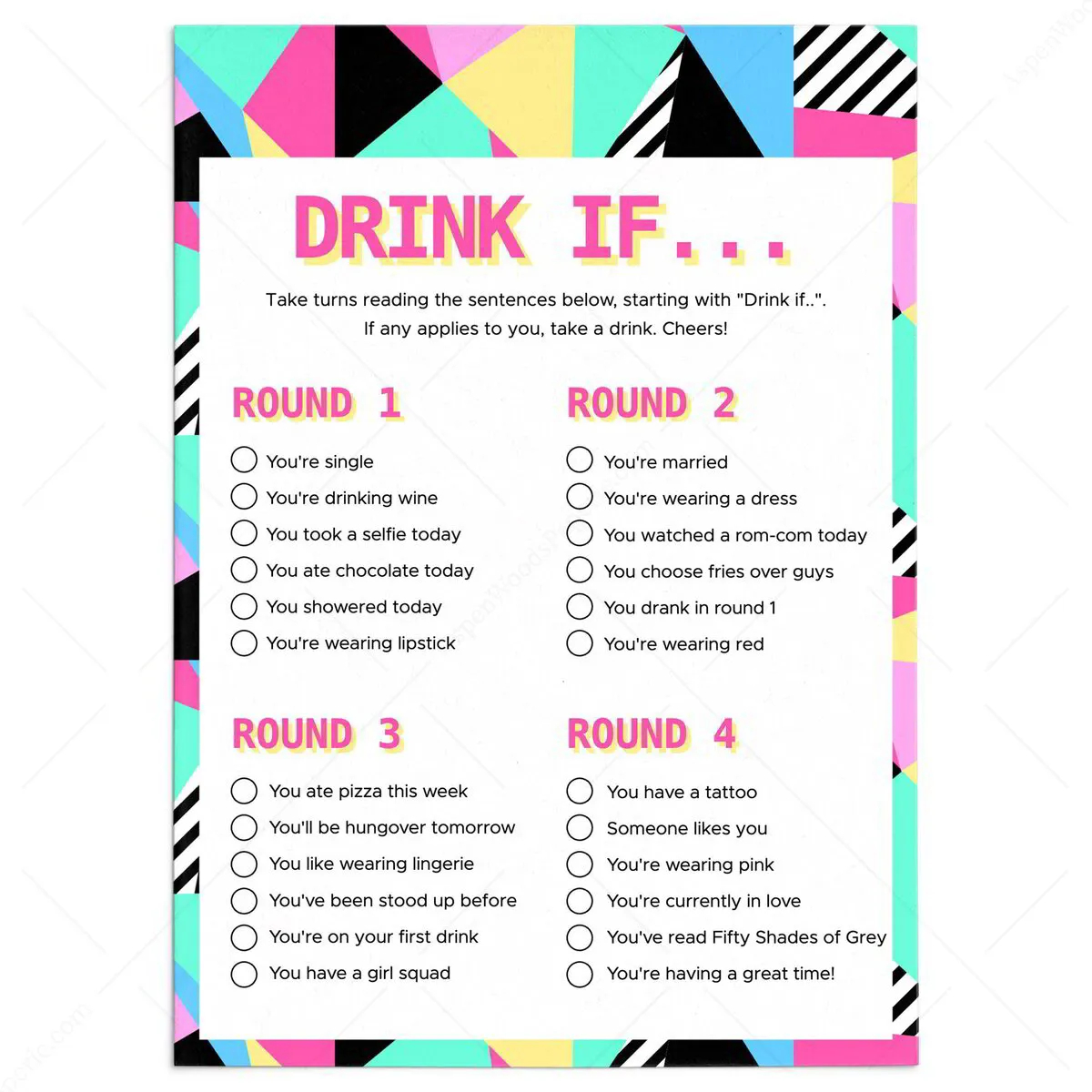 The Ultimate Adults Only Printable Drinking And Party Game 240 Question Cards Worksheets Library