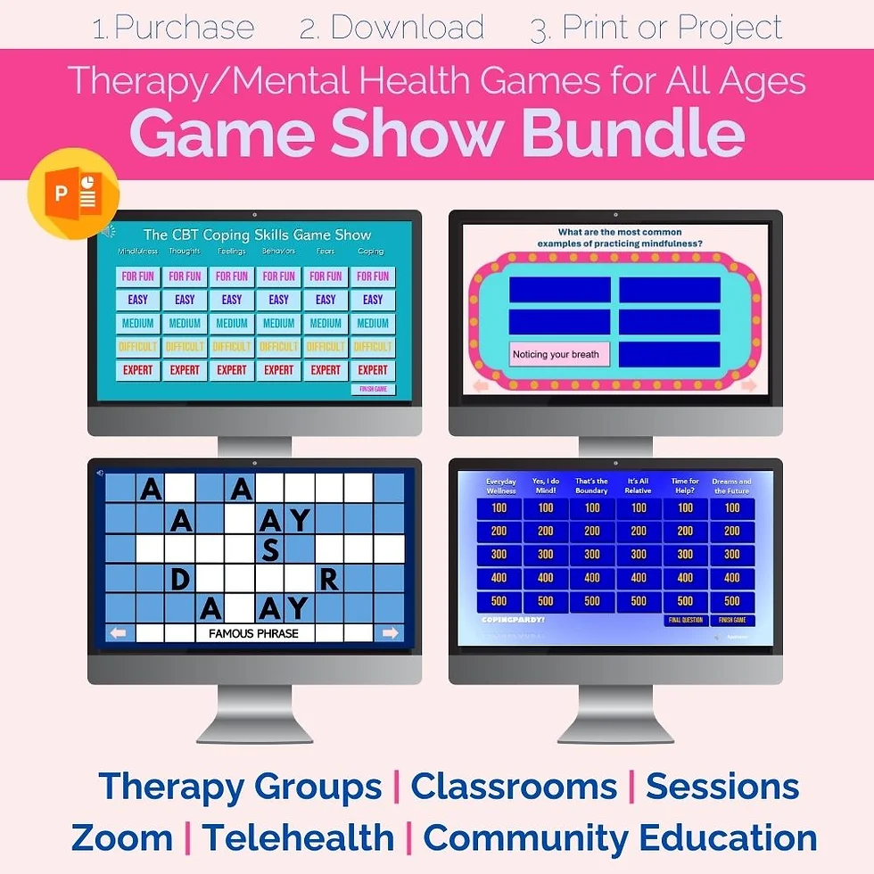 Therapy Game Show Bundle Group Therapy Activities Therapy Games Skills Counseling Palette