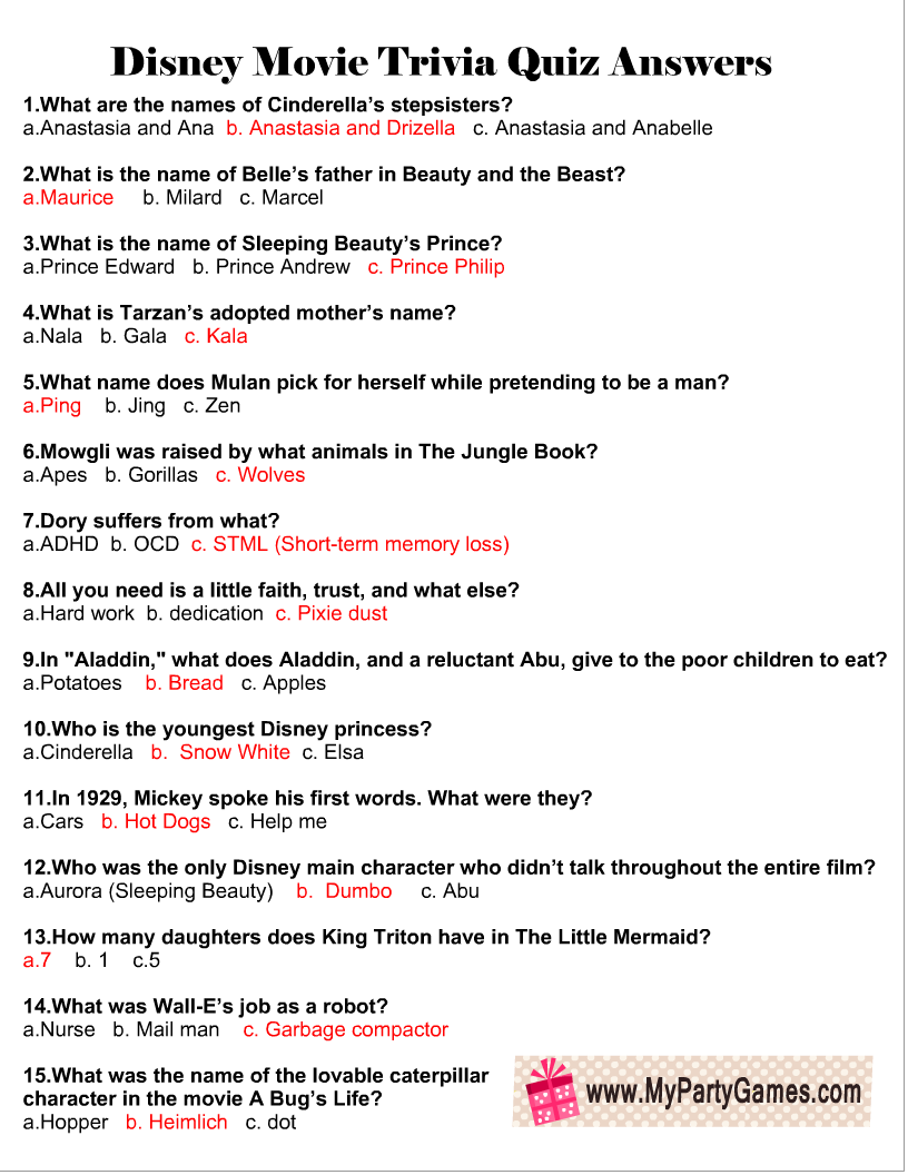 Top 10 Disney Movie Trivia Questions Ideas And Inspiration Worksheets Library