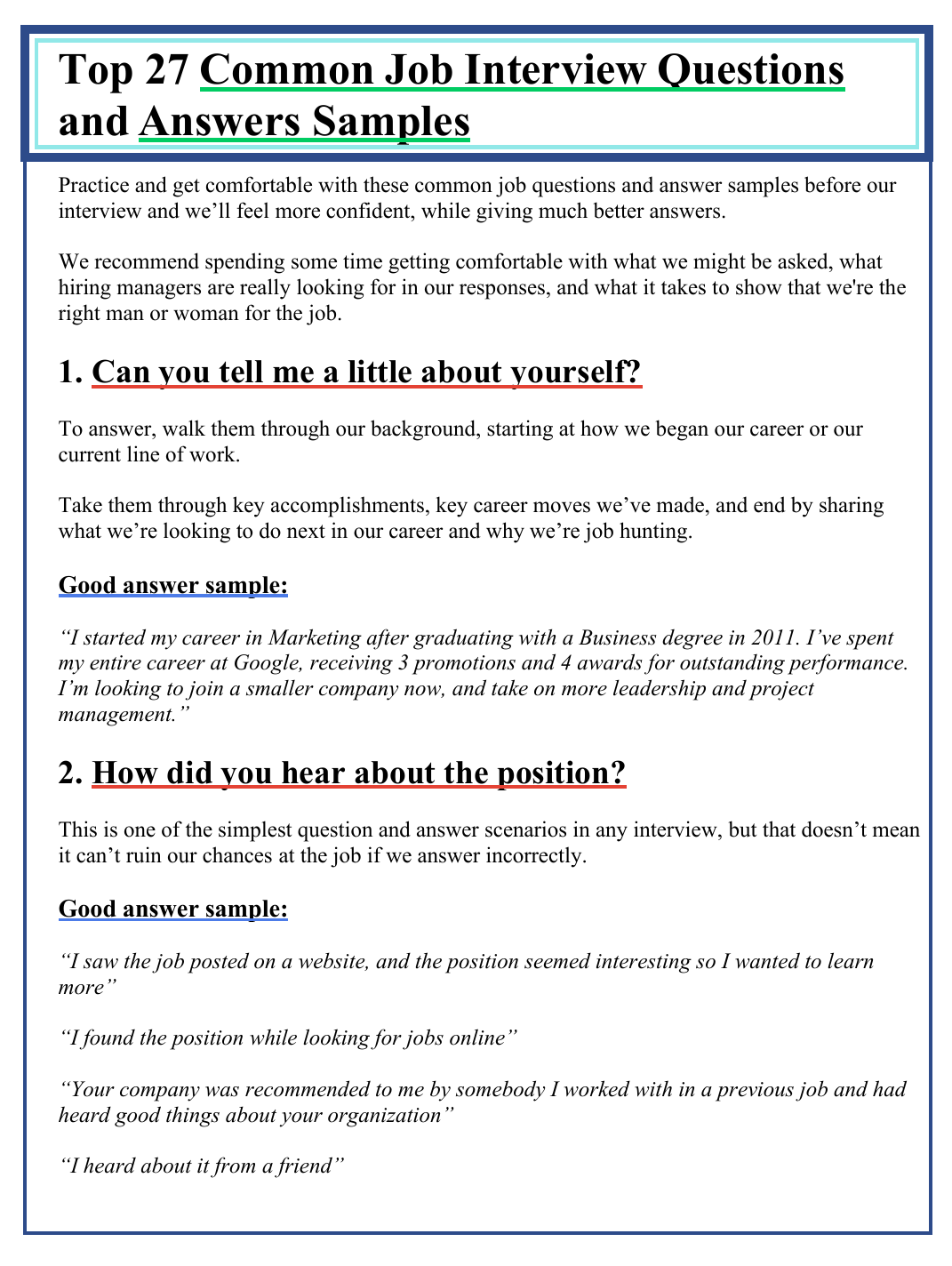 Top 27 Job Interview Questions Answers Ace Your Interview
