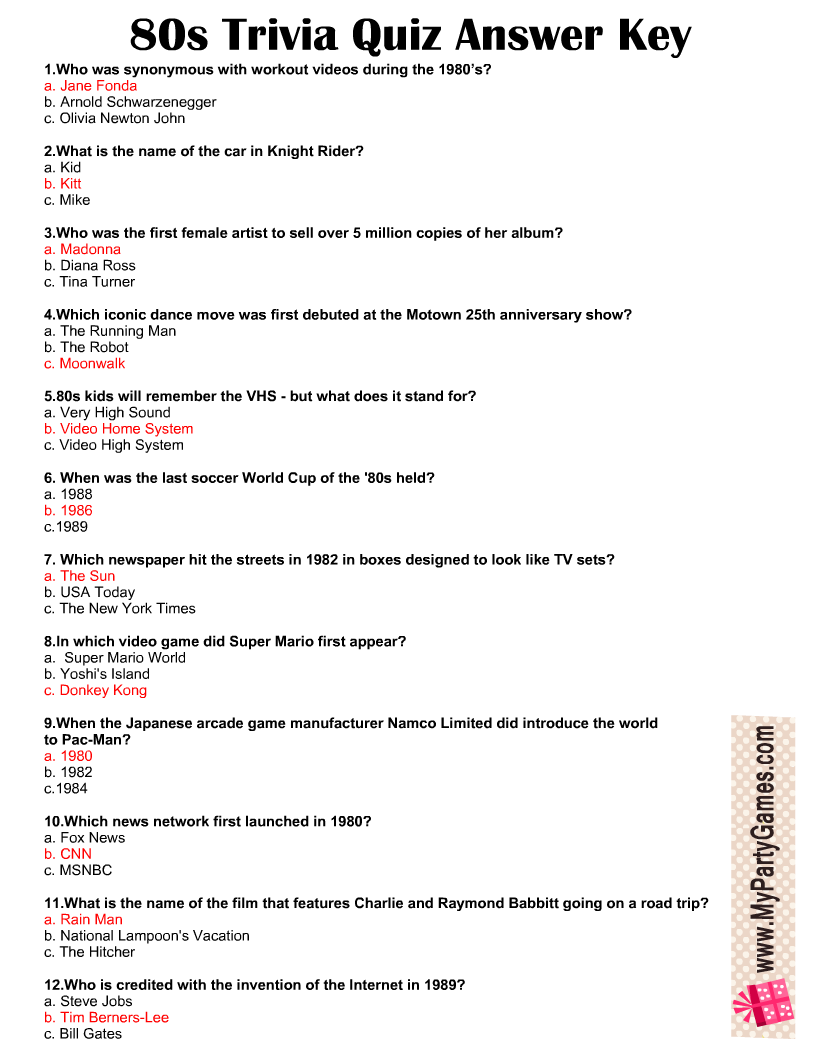 trivia answer sheets free printable