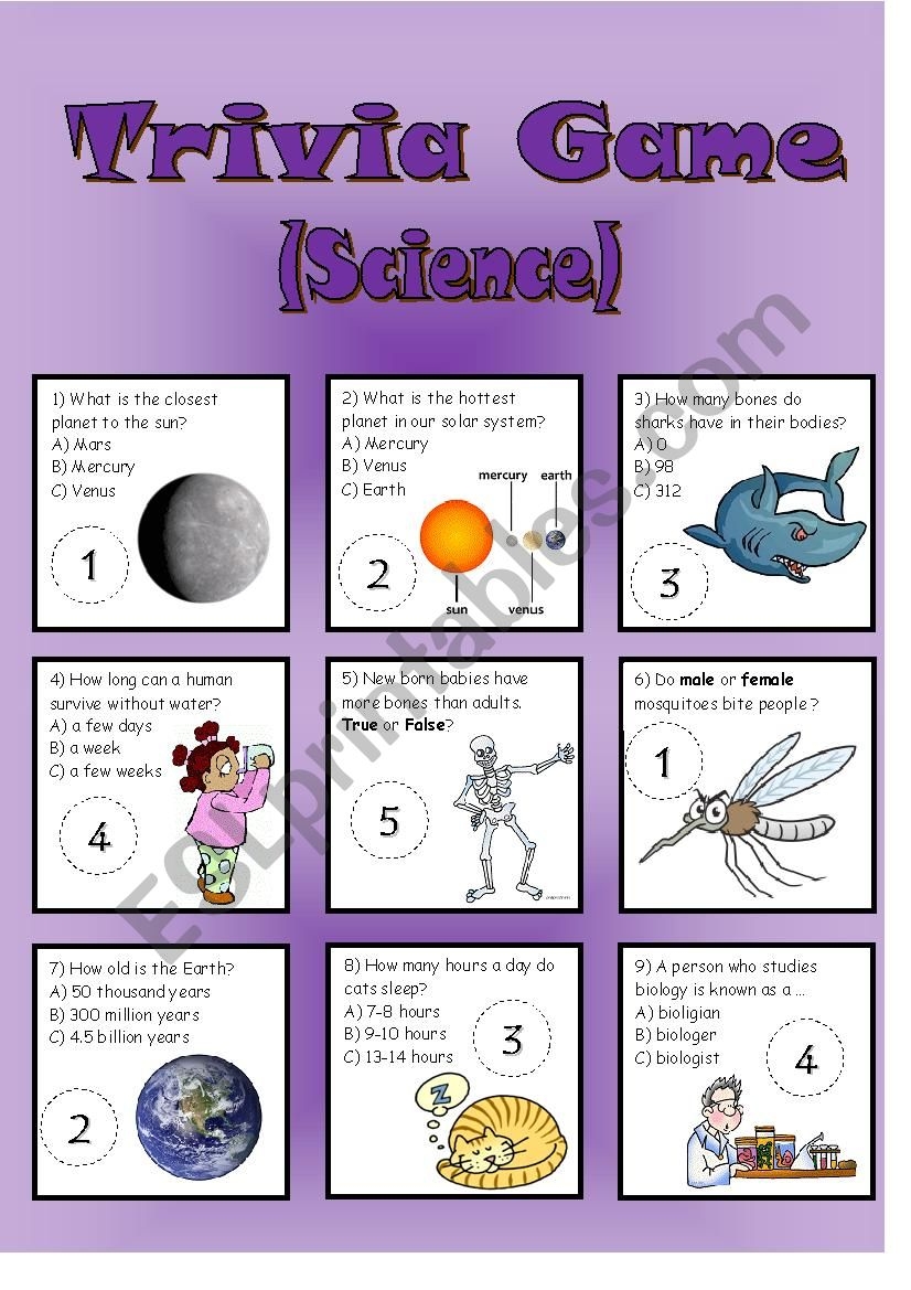 Printable Trivia Questions Science