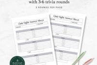 Trivia Night Answer Sheet Printable Pub Quiz Sheets 3 6 Rounds Games Night Ideas Trivia Worksheets For Players Downloadable Pdfs Etsy