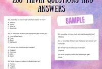 Trivia Questions 200 Quiz Questions With Answers Book Fun Memory Challenging Games Book Printable Trivia Quiz Worksheets Etsy