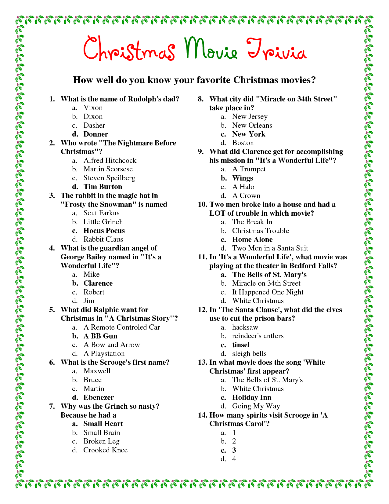 Trivia Questions And Answers 10 Free PDF Printables Printablee