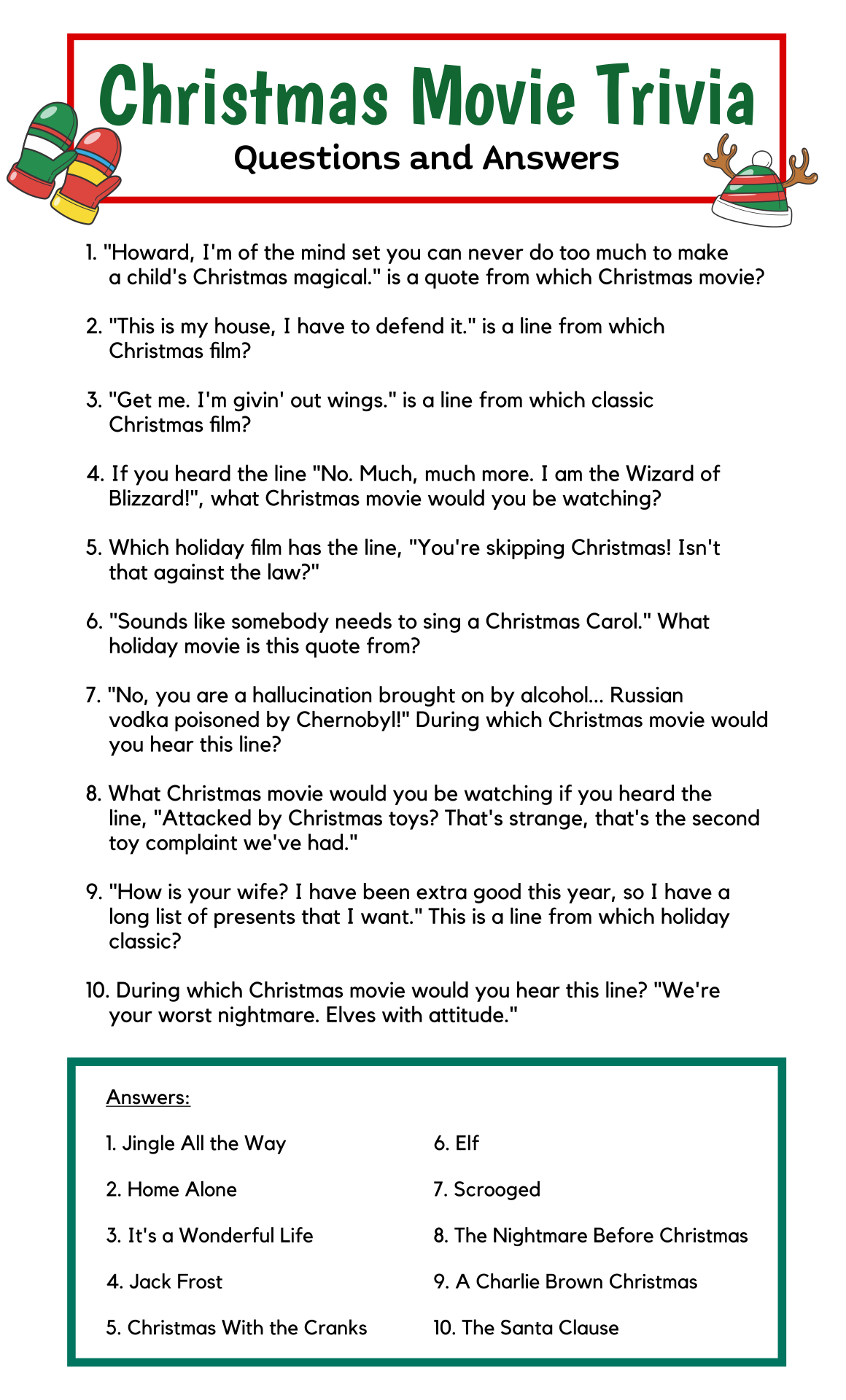 trivia questions and answers 10 free pdf printables printablee