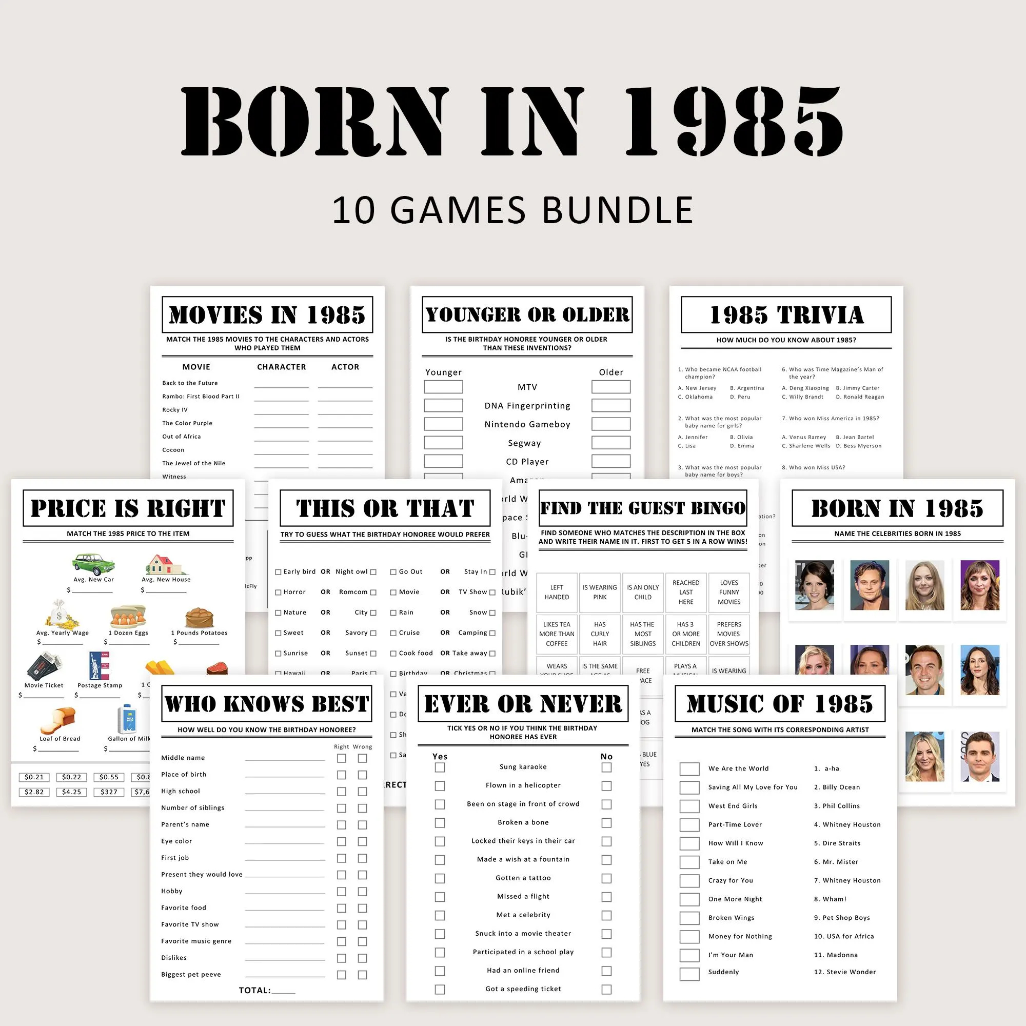 Trivia Questions For 40th Birthday Etsy