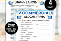 TV Commercial Trivia Game TV Slogans Trivia Game TV Commercial Match Up Ads Trivia Game Television Game Night Game Office Party Game Etsy