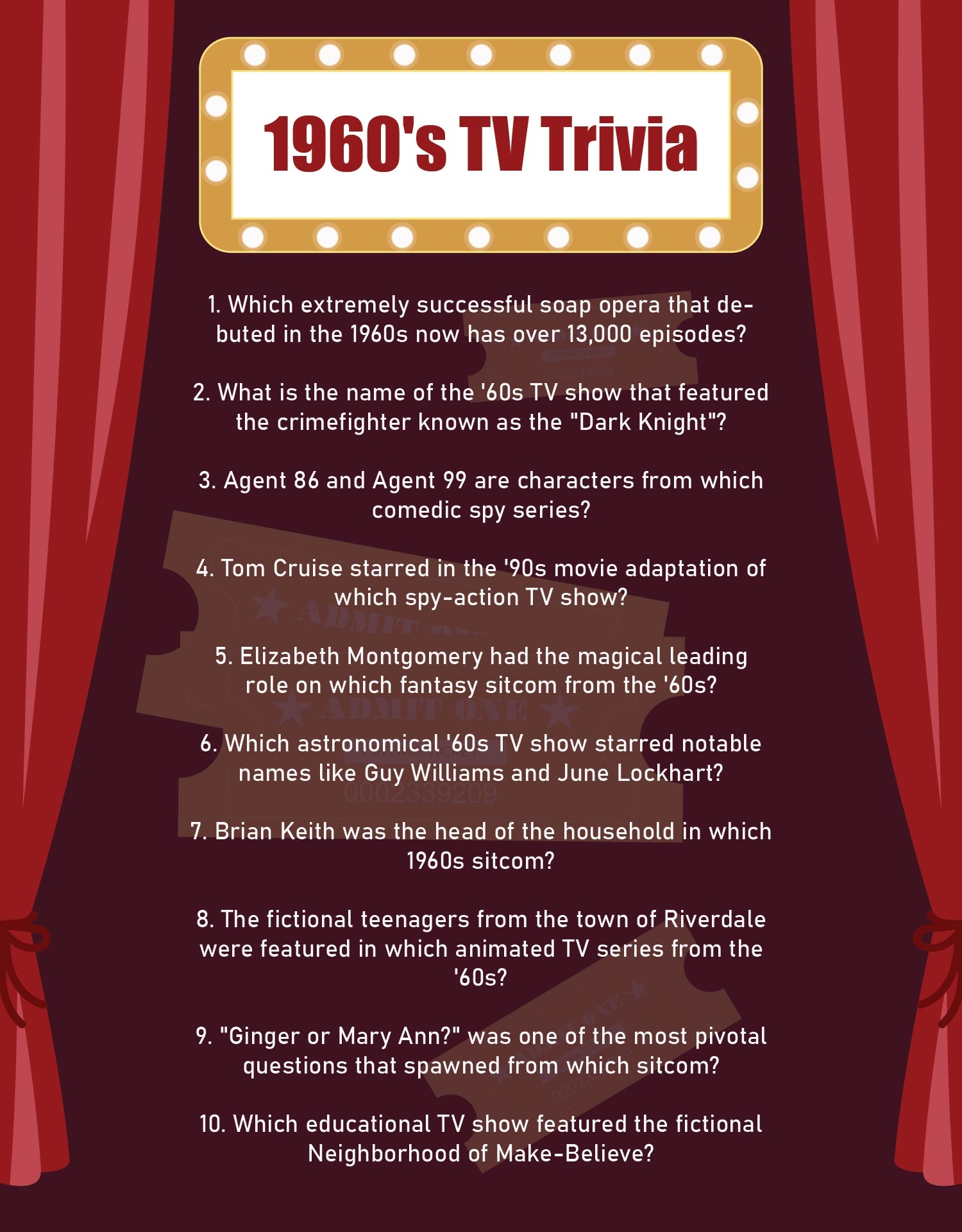 TV Trivia Games 6 Free PDF Printables Printablee