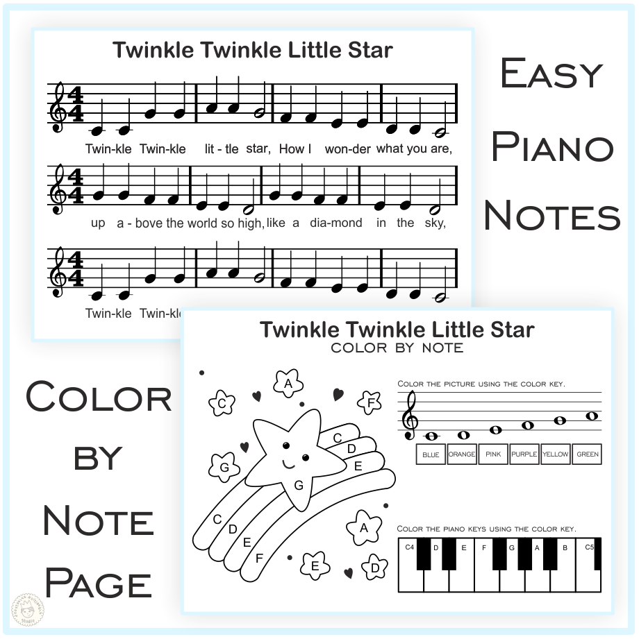 Twinkle Twinkle Little Star Nursery Rhythm Music Game Color By Note Sheet Made By Teachers