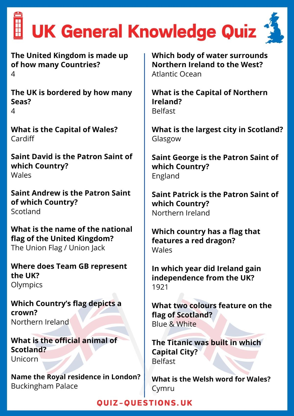 General Knowledge Quiz Questions Printable