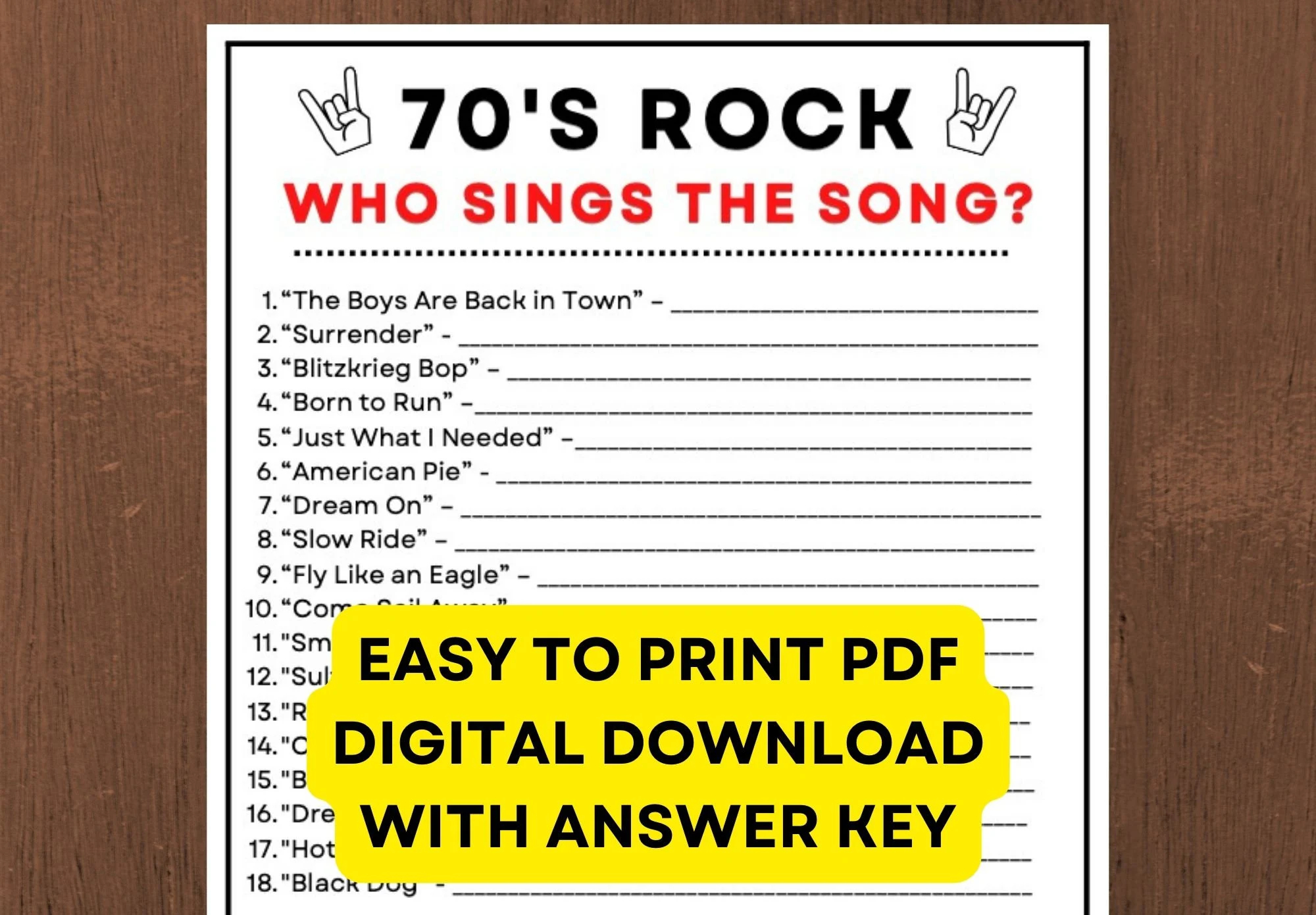 70s Music Trivia Questions Printable