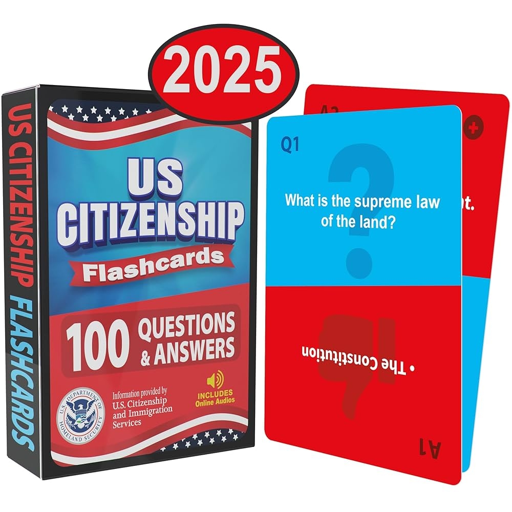 US Citizenship Flash Cards 2025 Compact Naturalization Test Study Guide With 100 USCIS Questions Answers New Turn Flip Method Lightweight Portable With Online Audio Citizenshipflashcards us 9780983723349 Amazon Books