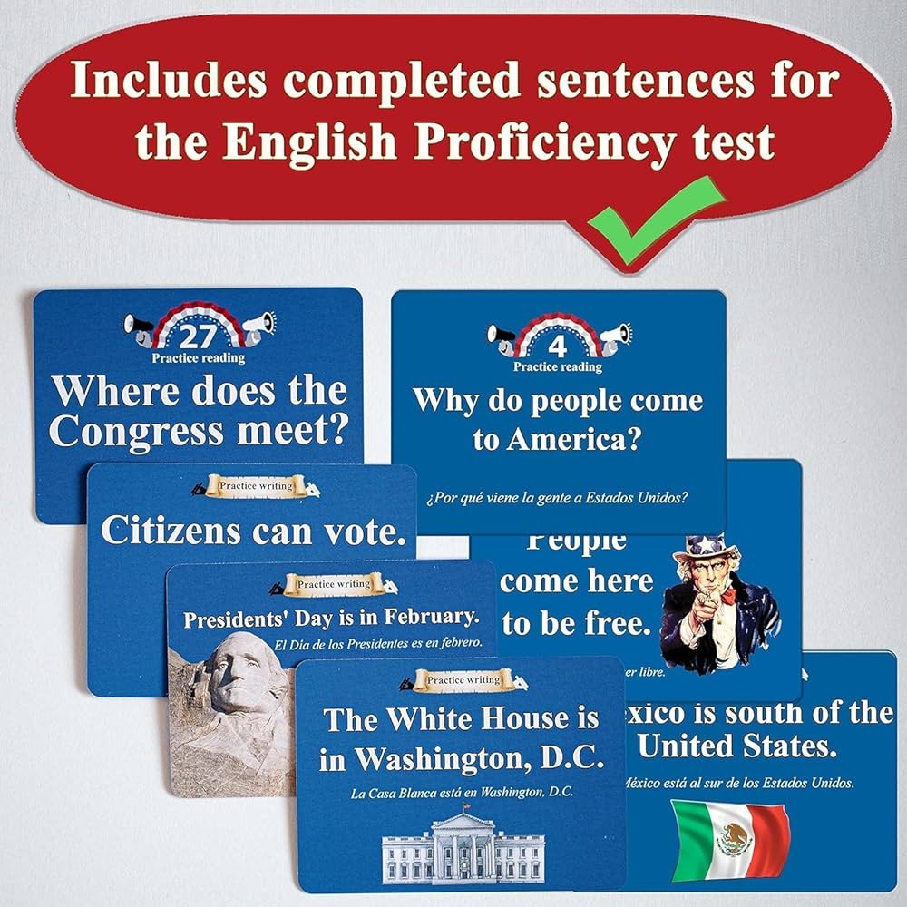 US Citizenship Flash Cards 2025 To Study For The Naturalization Test Includes Civics With All 100 USCIS Illustrated Questions And Answers For American Civics And English Exam Proficiency Flashcards American Prudence 0196852097364 