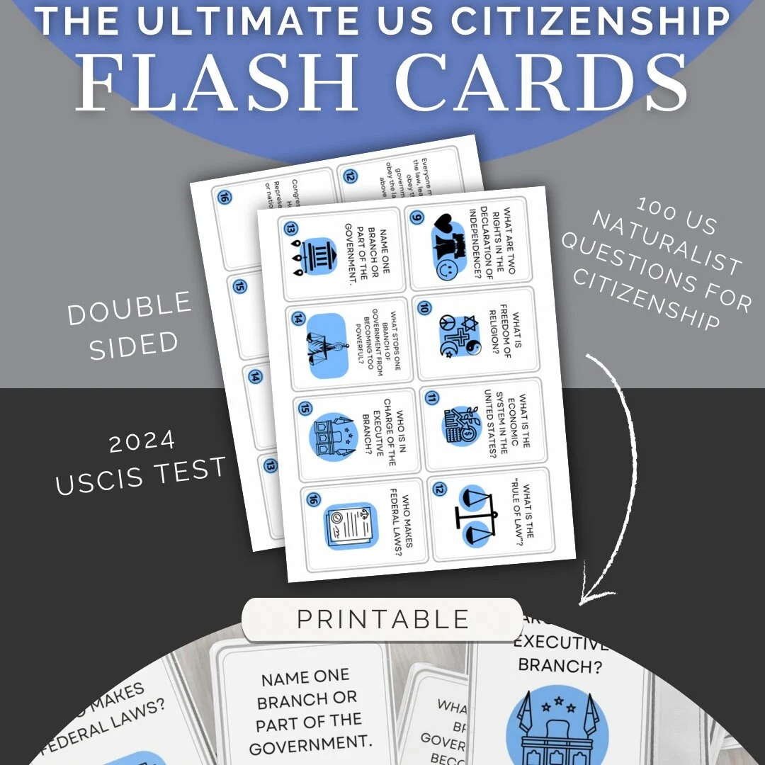 US Citizenship Flashcards USCIS 2024 Digital Download US Immigration Flash Cards American Citizenship Test Naturalization Questions Etsy