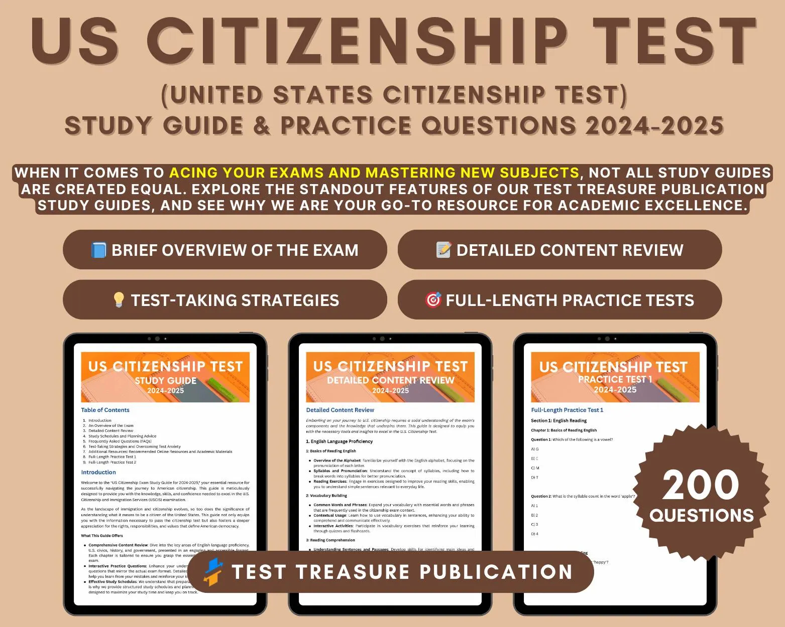 US Citizenship Test Study Guide 2024 2025 In depth Content Review For English Reading Writing Civics American Government And History Etsy
