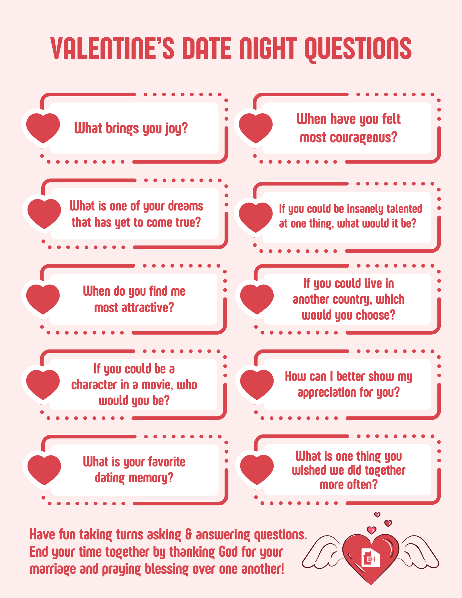 Questions for Couples Date Night Printable