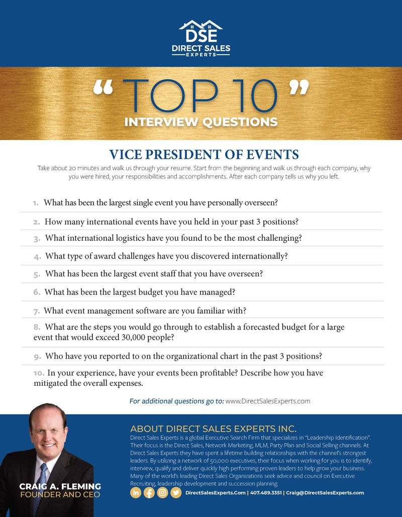 Vice President Of Events Direct Sales Experts