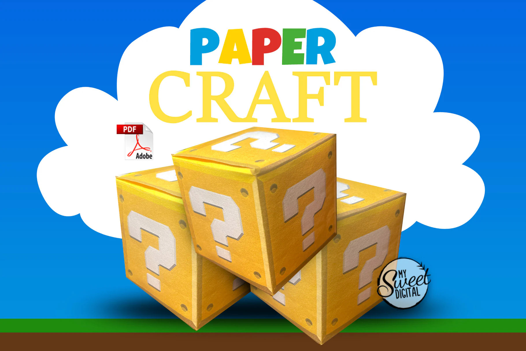 Video Gamer Mario Question Mark Birthday Party Candy Treat Box DIY Children s Paper Craft Printable PDF Birthday Decoration Gamer Theme Etsy