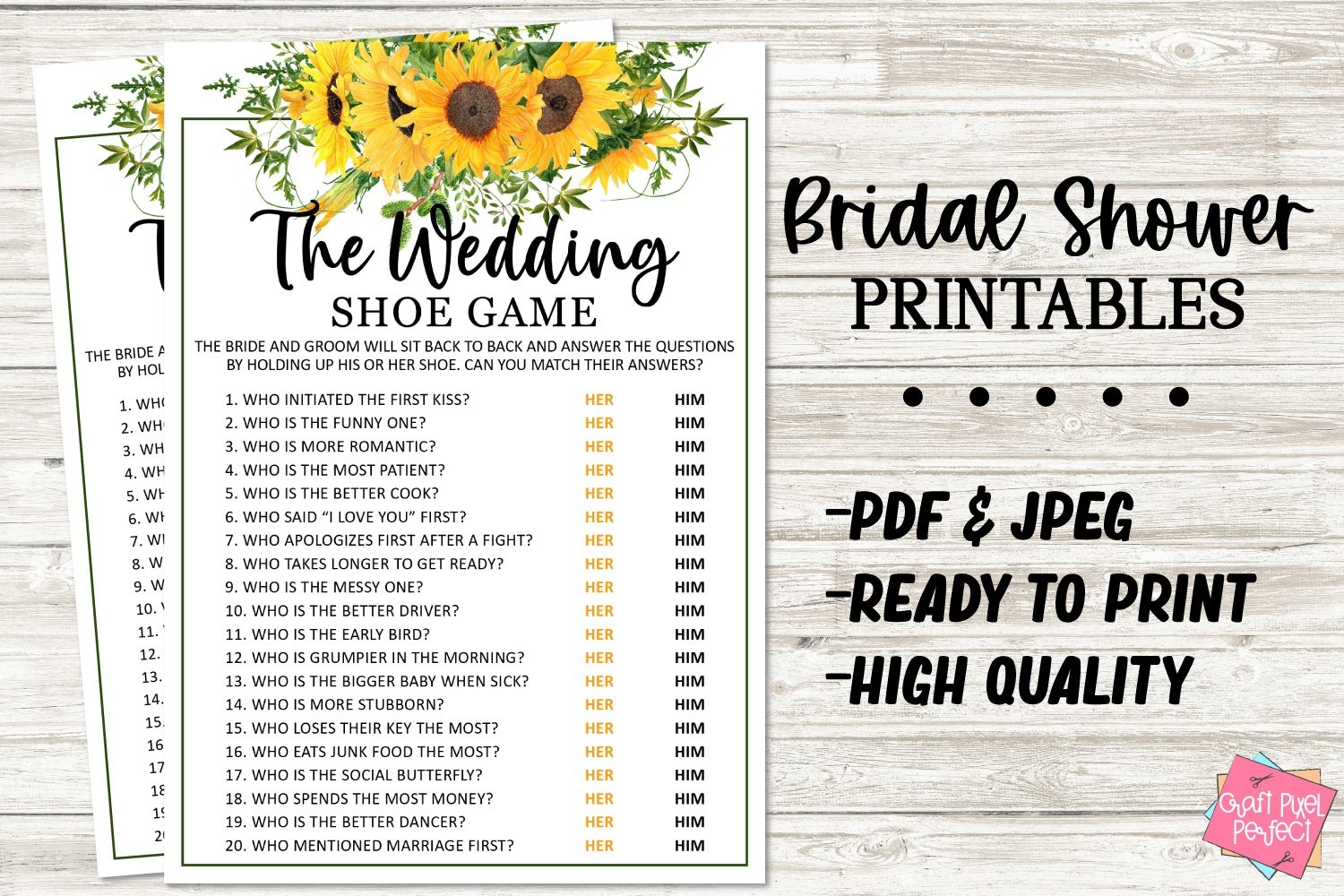 Wedding Shoe Game Questions Printable
