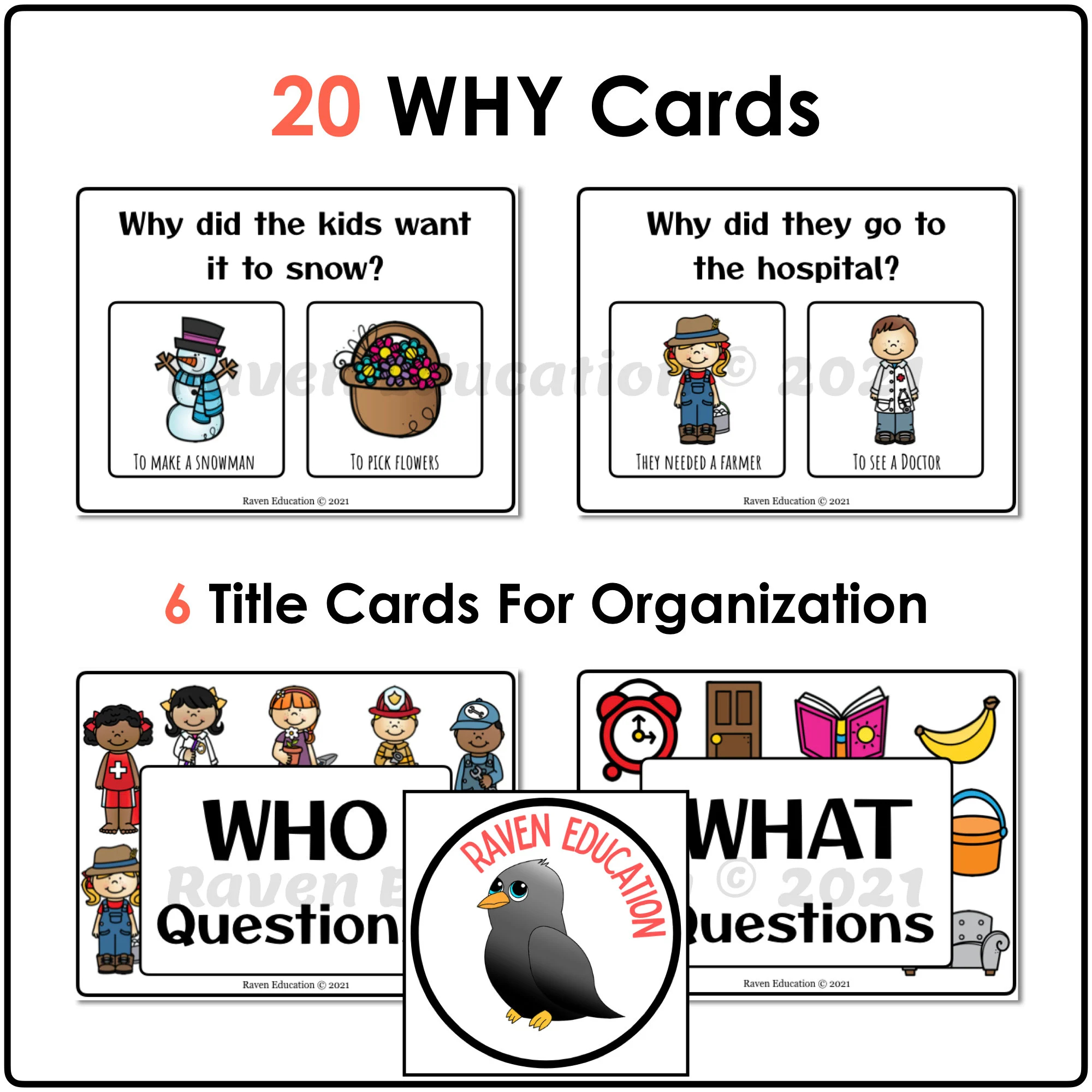 Wh questions 100 Printable Task Cards who What Where When Why Etsy