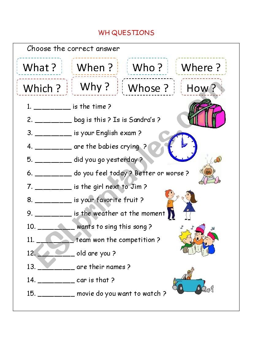 Wh Questions ESL Worksheet By Bloodsugar Worksheets Library
