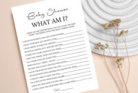 What Am I Baby Shower Game Baby Item Guessing Game Baby Shower Game Printable Guess What Am I Minimalist Game Card Editable Canva Template Etsy