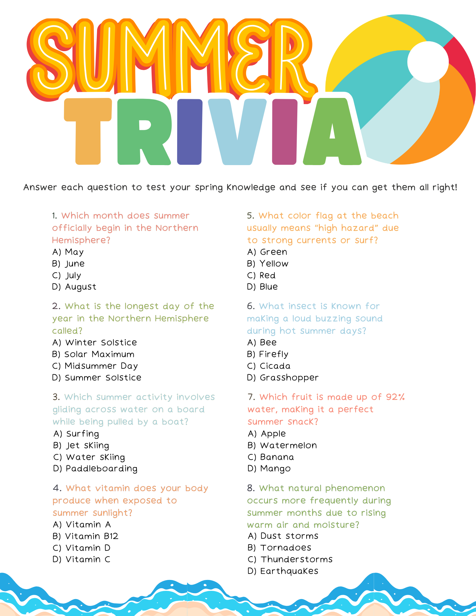 what do you know about summer print summer trivia questions to find out