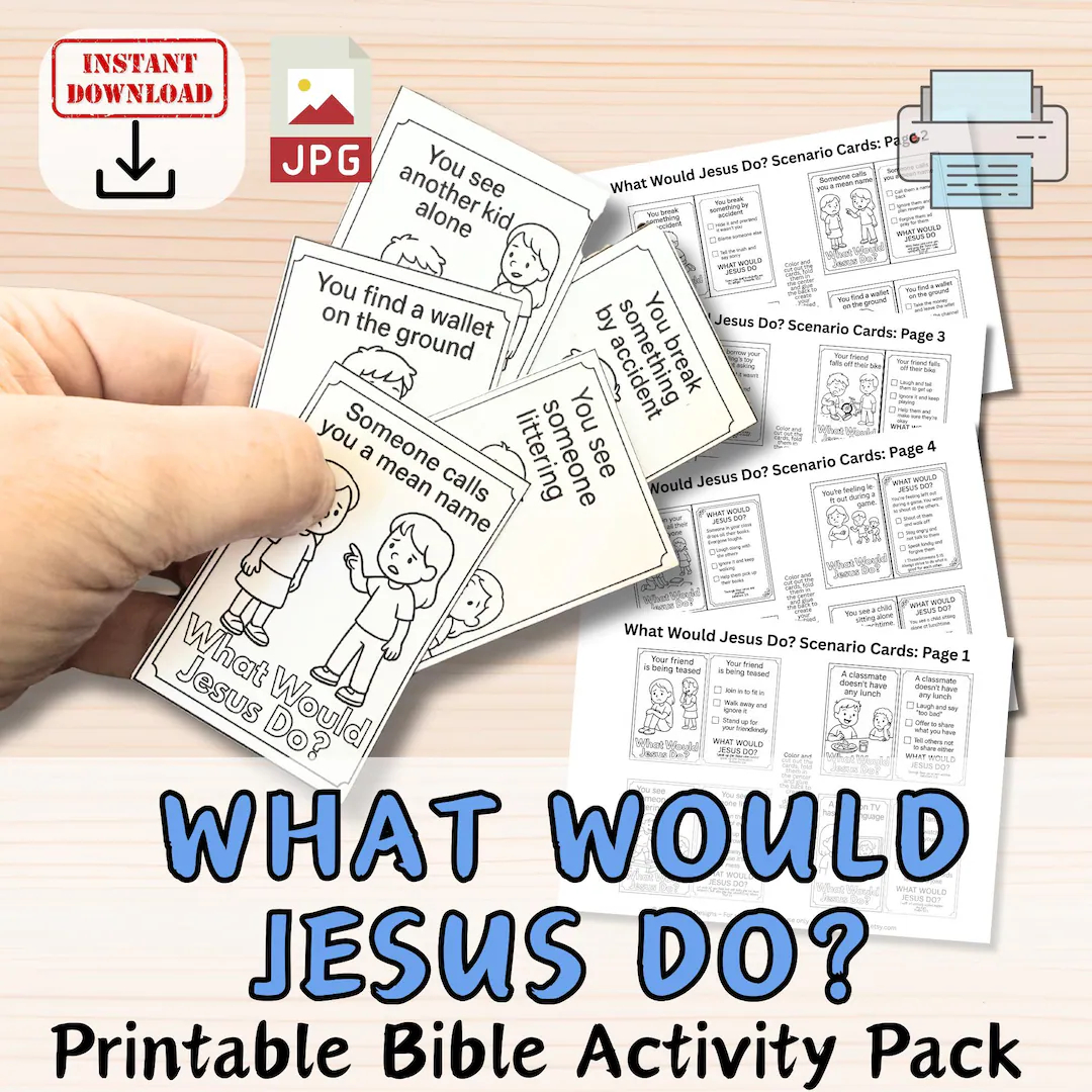 What Would Jesus Do Bible Activity Cards For Kids Printable WWJD Scenario Cards Christian Sunday School Game Lesson Plan Resource Etsy