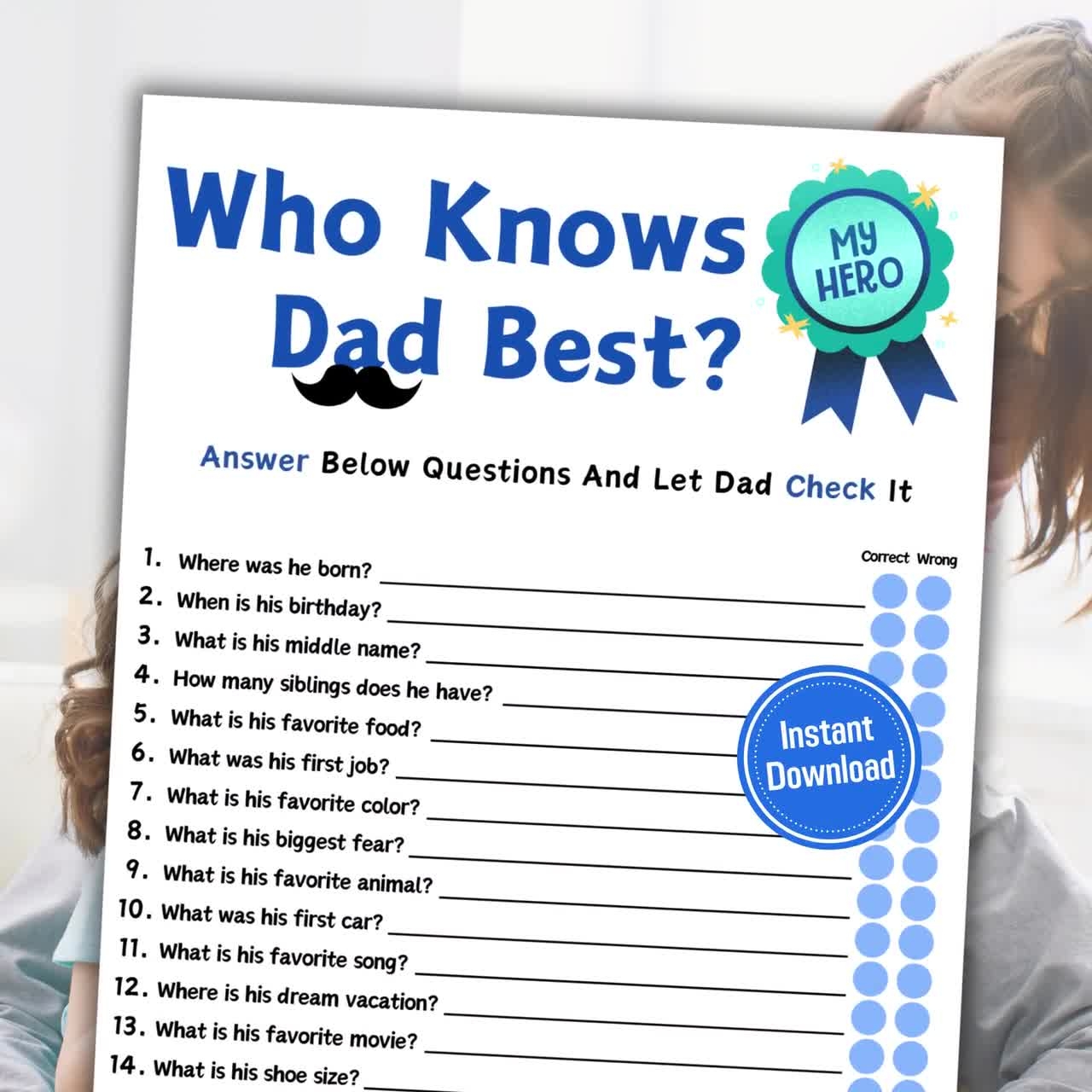 Who Knows Dad Best Fathers Day Who Knows Daddy Best Game Printable Party Game For Dads Fun Fathers Day Printable Game Funny Dad Quiz Etsy Hong Kong
