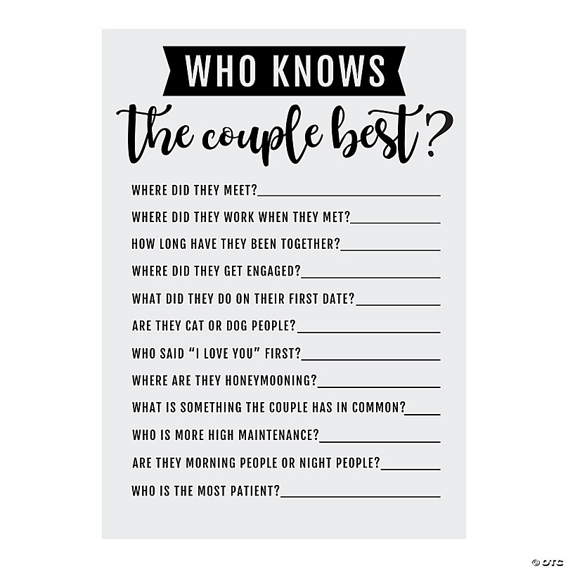 Who Knows The Couple Best Game 12 Pc Oriental Trading