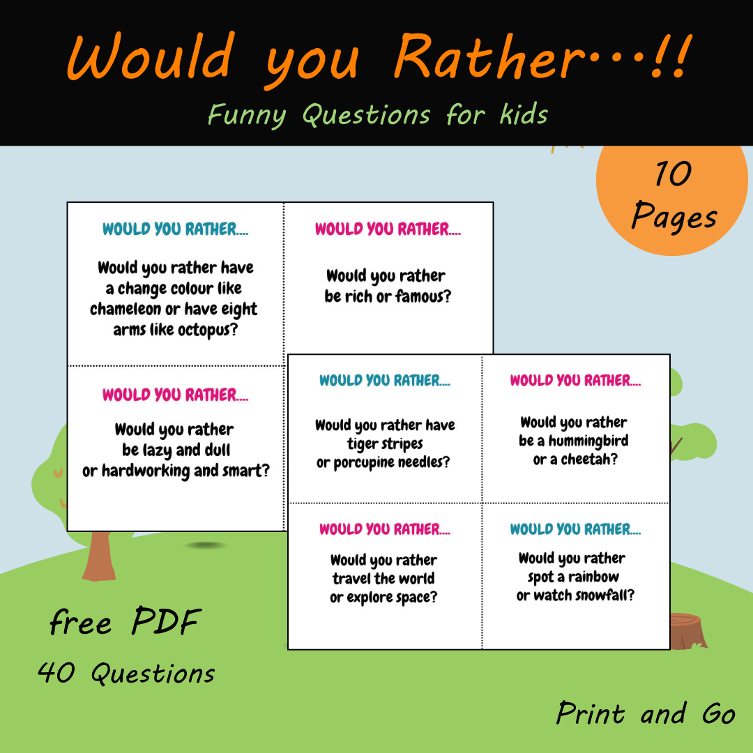 Would You Rather Questions for Families Printable