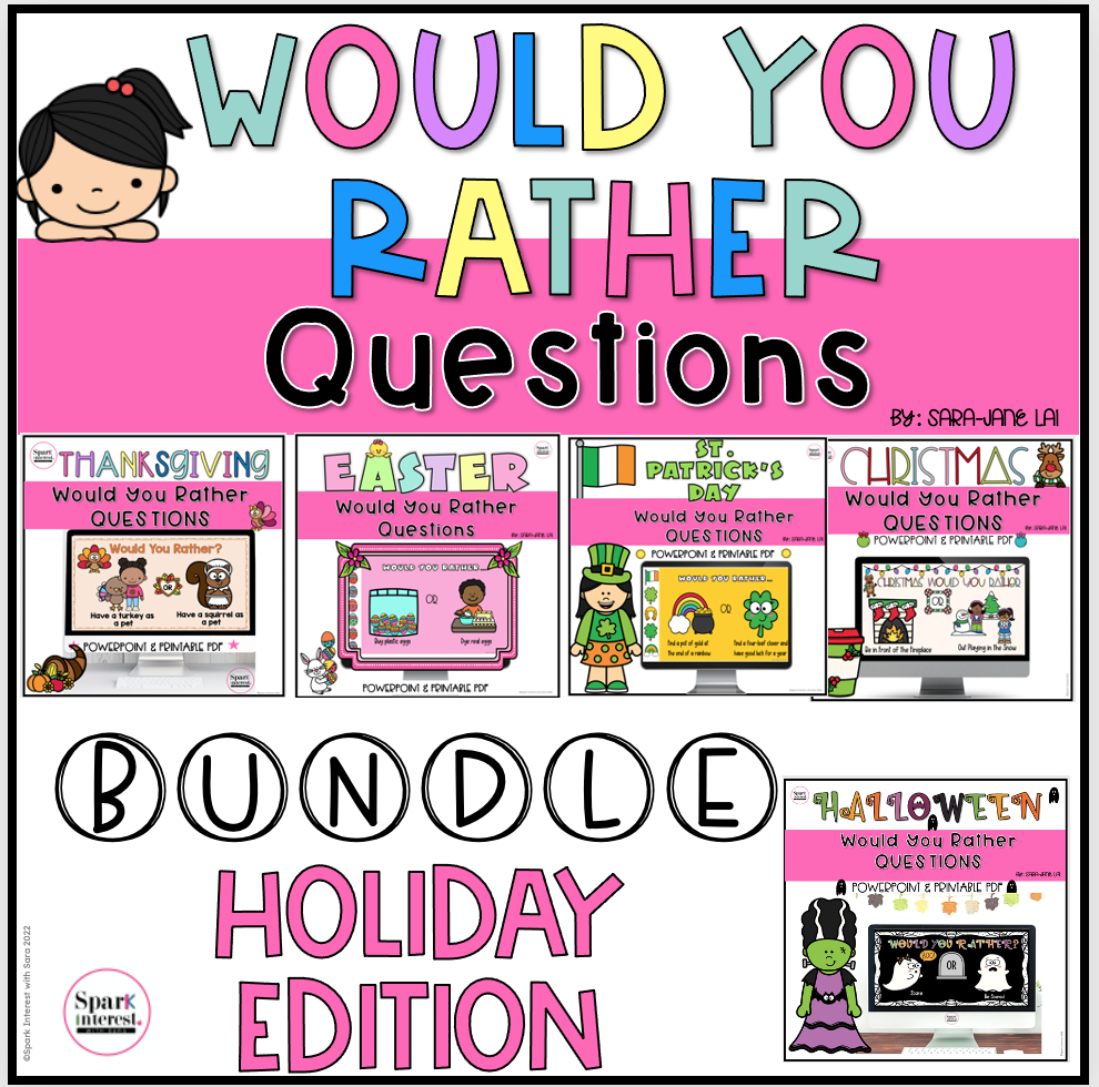 Would You Rather Questions For Kids BUNDLE Spark Interest With Sara